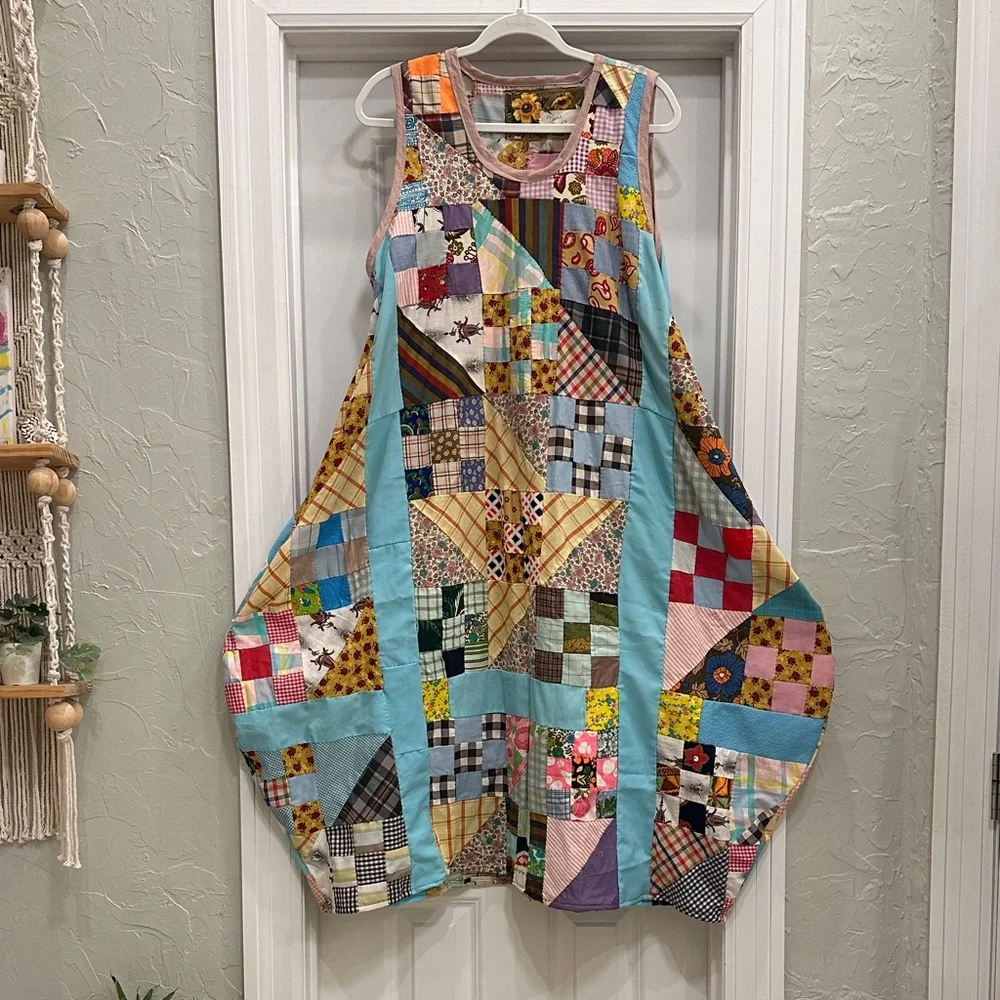 Handmade Upcycled Patchwork Quilt Dress - Picture 1 of 6
